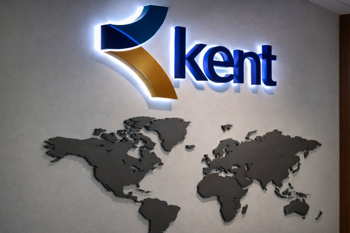 Backlit 3D Wall Sign for reception area fabrication and installation for Kent in Abu Dhabi