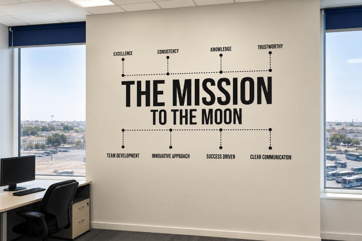wall viny lettering for company statement