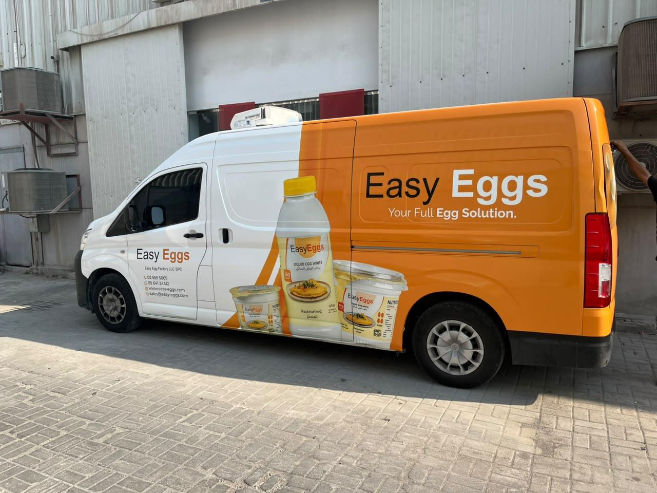Easy Eggs delivery van with full branding in Abu Dhabi