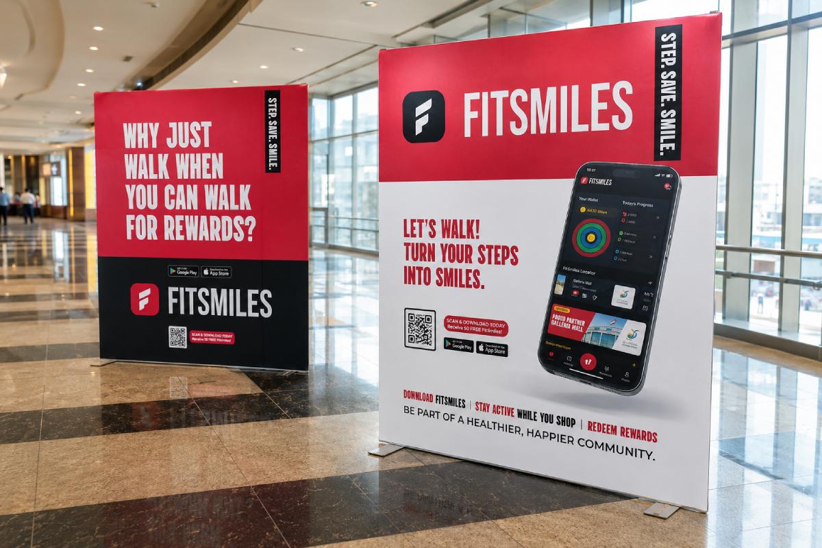 free standing event banner for FitSmile in Abu Dhabi
