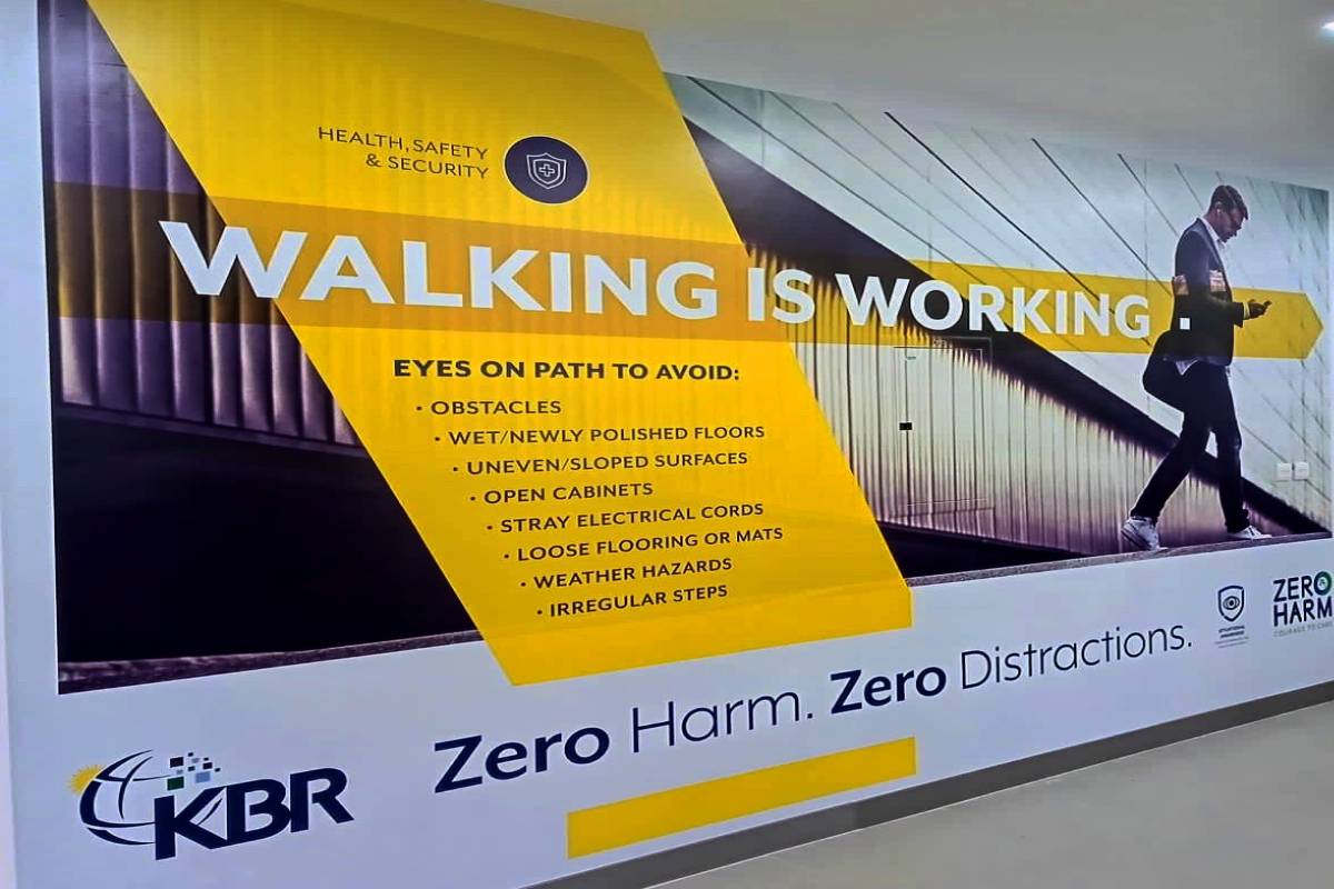 Wall Wraps with full bleed coverage printing and installation in Abu Dhabi