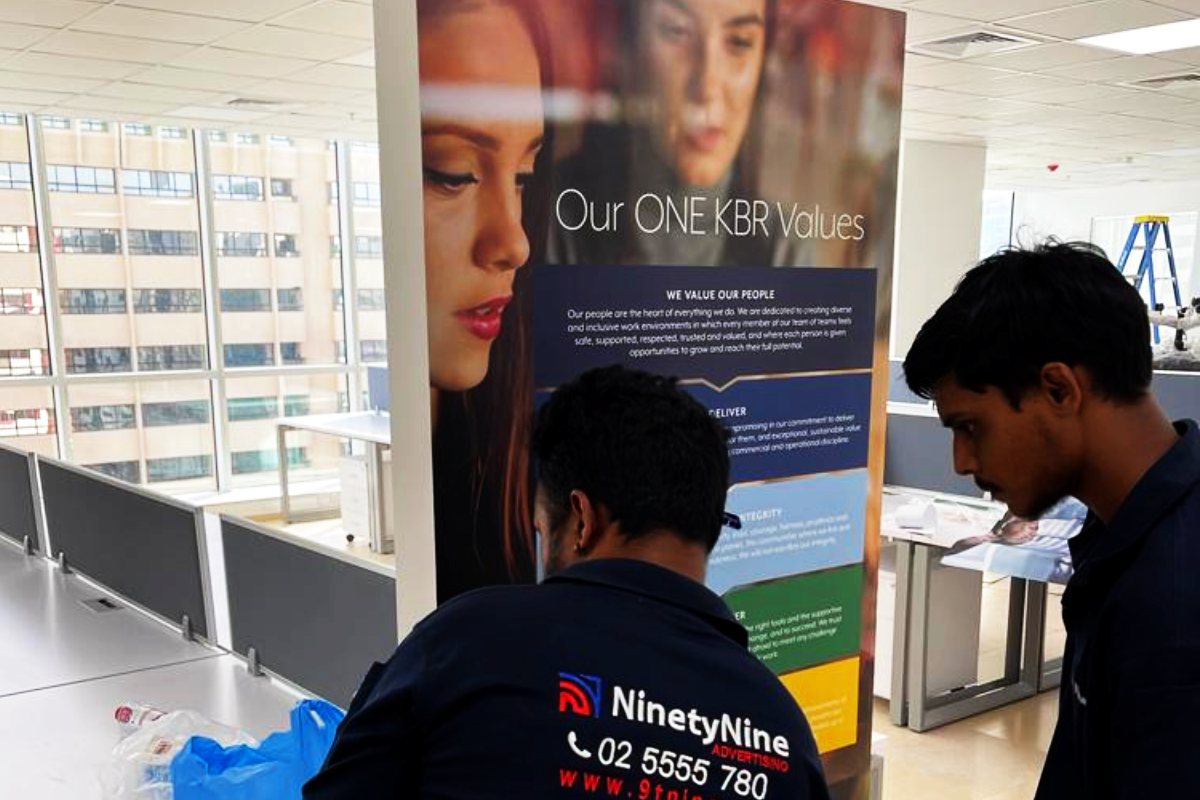 Printed Vinyl Wrap for pillars and office walls in Abu Dhabi