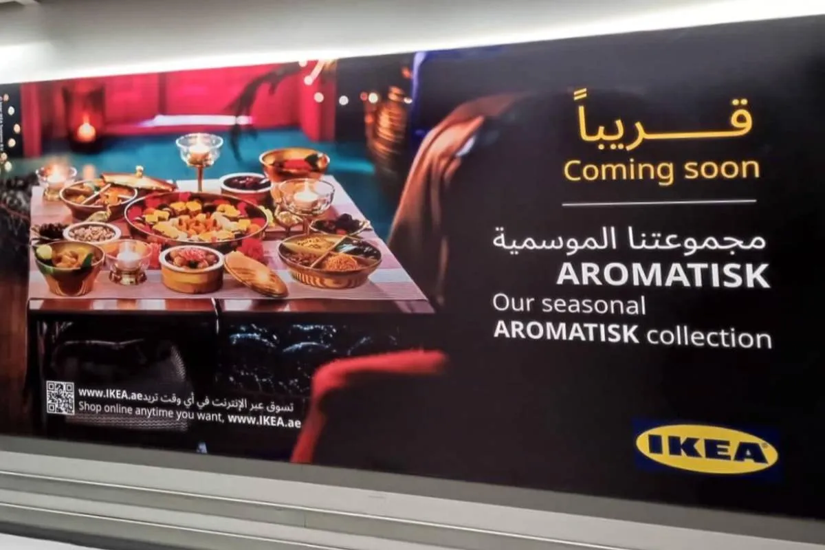 Large-scale IKEA window branding and retail glass graphics installed at Yas Mall and Al Wahda Mall, Abu Dhabi.