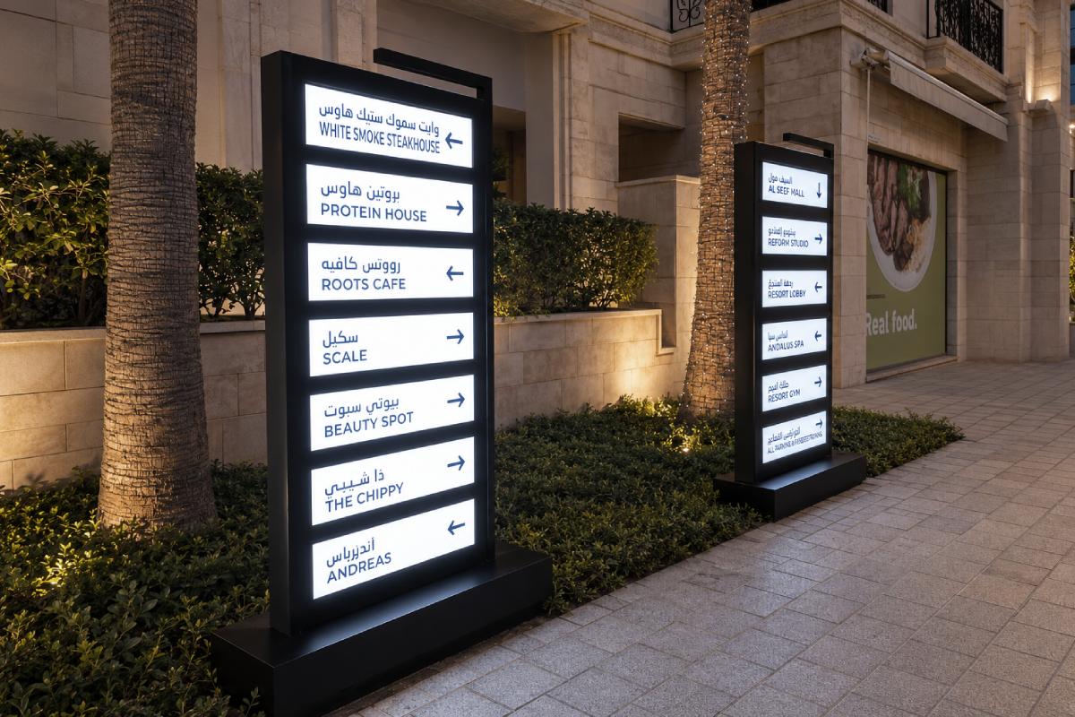 way finding signage with internal illumination